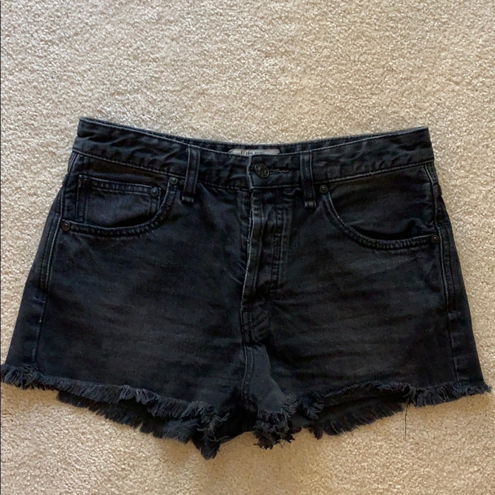 Free People Black Denim Shorts